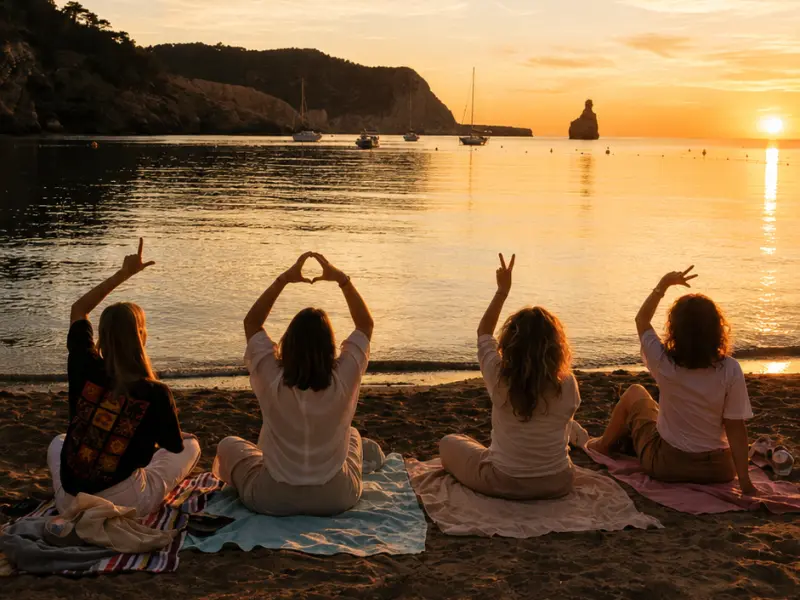 Uitzicht over de daken bij zonsondergang tijdens een Holos retreat
